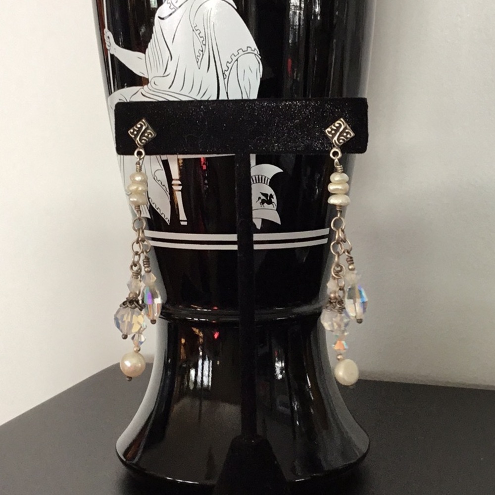 Pearl and crystal earrings